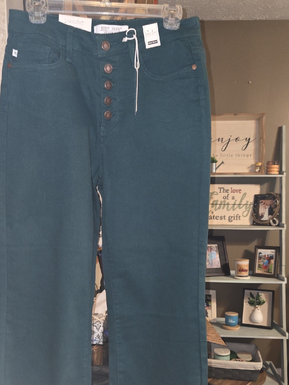 Judy Blue Teal High-Rise Button-Fly Straight Jeans